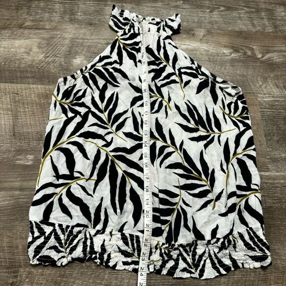 Fever Leaf Print Halter Neck Tank Top Size Large - Picture 3 of 7